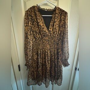 SHEIN Black and Brown Long Sleeve Dress